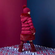 A DEE - Chevron Charm Aurora Fur Trim Jacket - Deep Cherry
