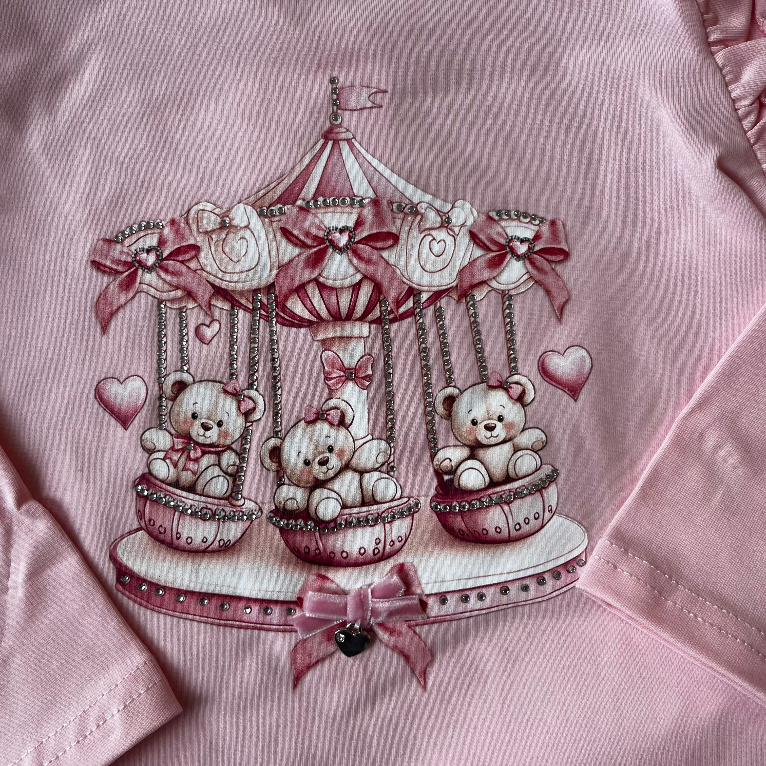 IS - Teddy Bear Carousel Leggings Set - Pink