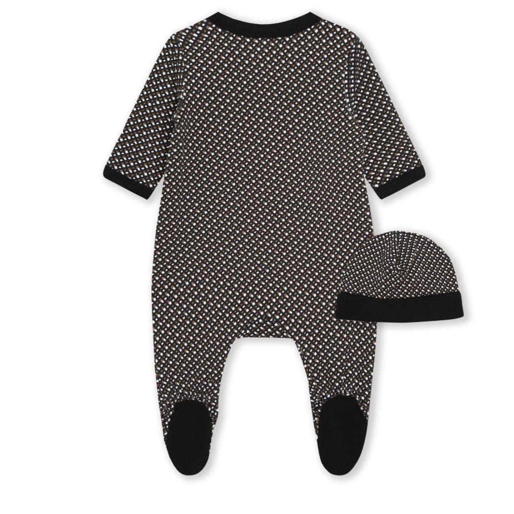 HUGO BOSS - Logo Babygrow  & Hat Set -  Black