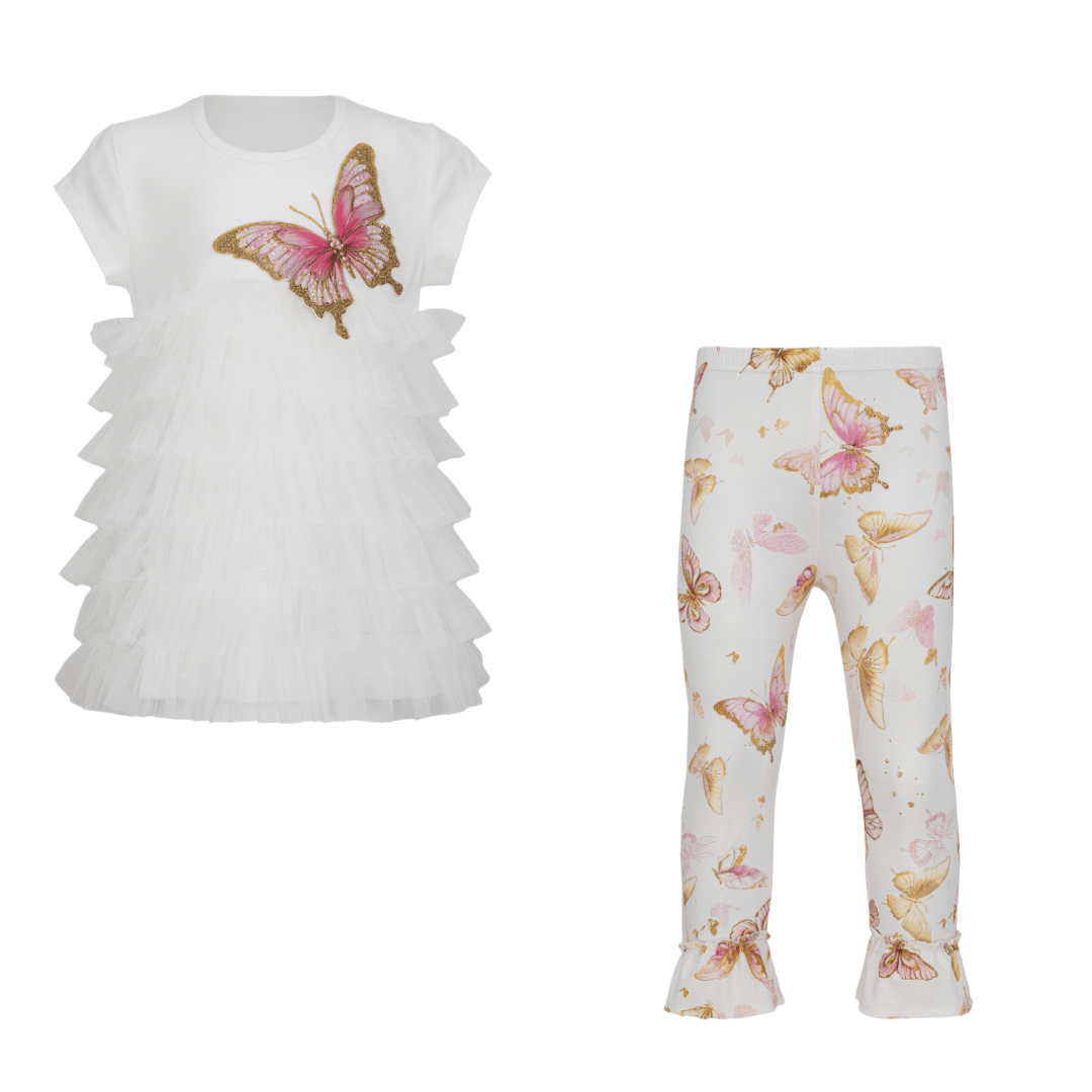 Daga - Twinkle Flight Tulle Frill Legging Set - White