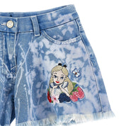 MONNALISA - Alice In Wonderland Denim Short Set - Blue