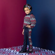 A DEE - Chevron Charm Coco Chevron Print Flare Tracksuit- Navy