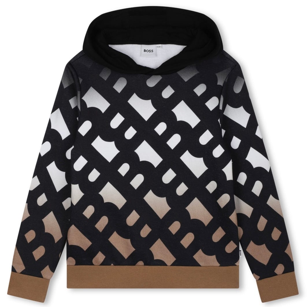 HUGO BOSS - Graphic Logo Hoodie -  Black