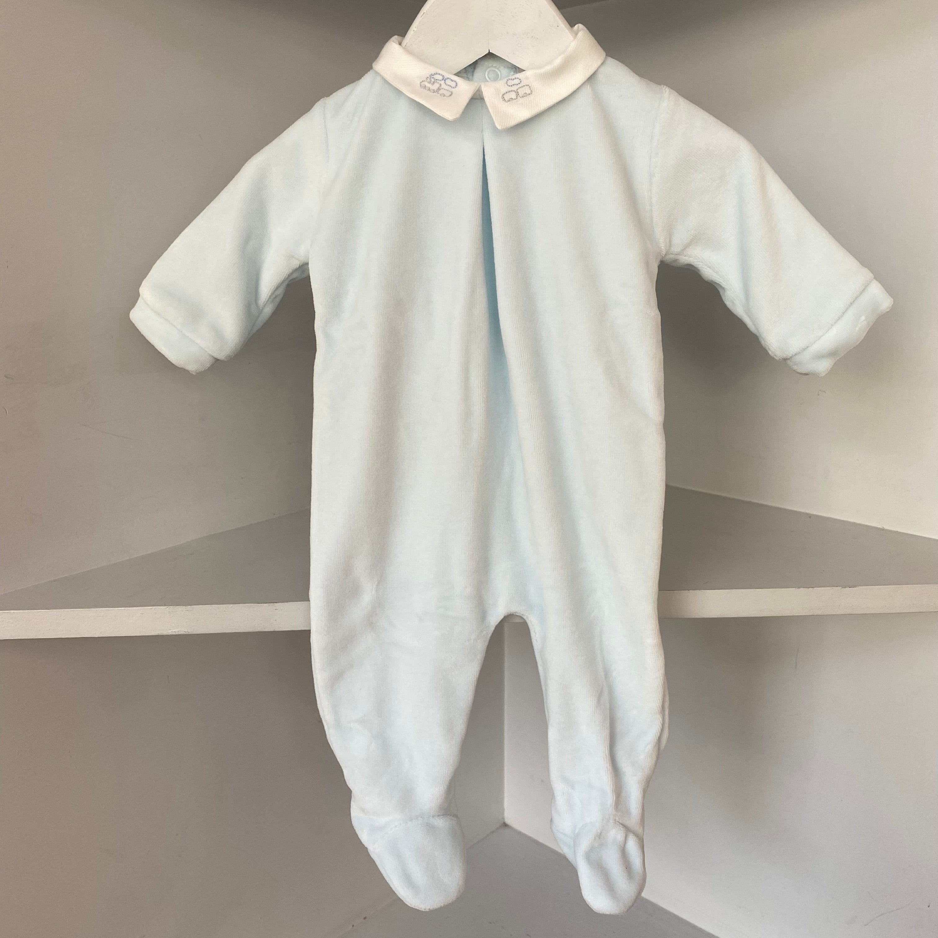 Coccode - Embroidered Collar Babygrow - Baby Blue