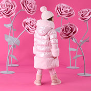 A DEE - Winter Bloom Aurora Long Fur Trim Jacket - Pale Pink