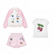 MONNALISA - Fruity Flowers Three Piece Short Set - Pink