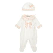 MONNALISA - Rose & Bow Two Piece Babygrow Set - Pink