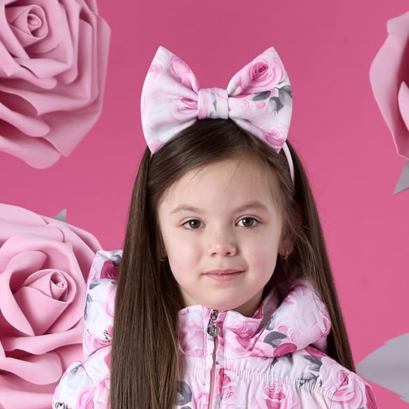 A DEE - Winter Bloom Allie Bow Print Hairband - Pale Pink