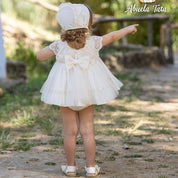 ABUELA TATA - Ceremony Lace Luna Baby Dress & Bonnet - Cream
