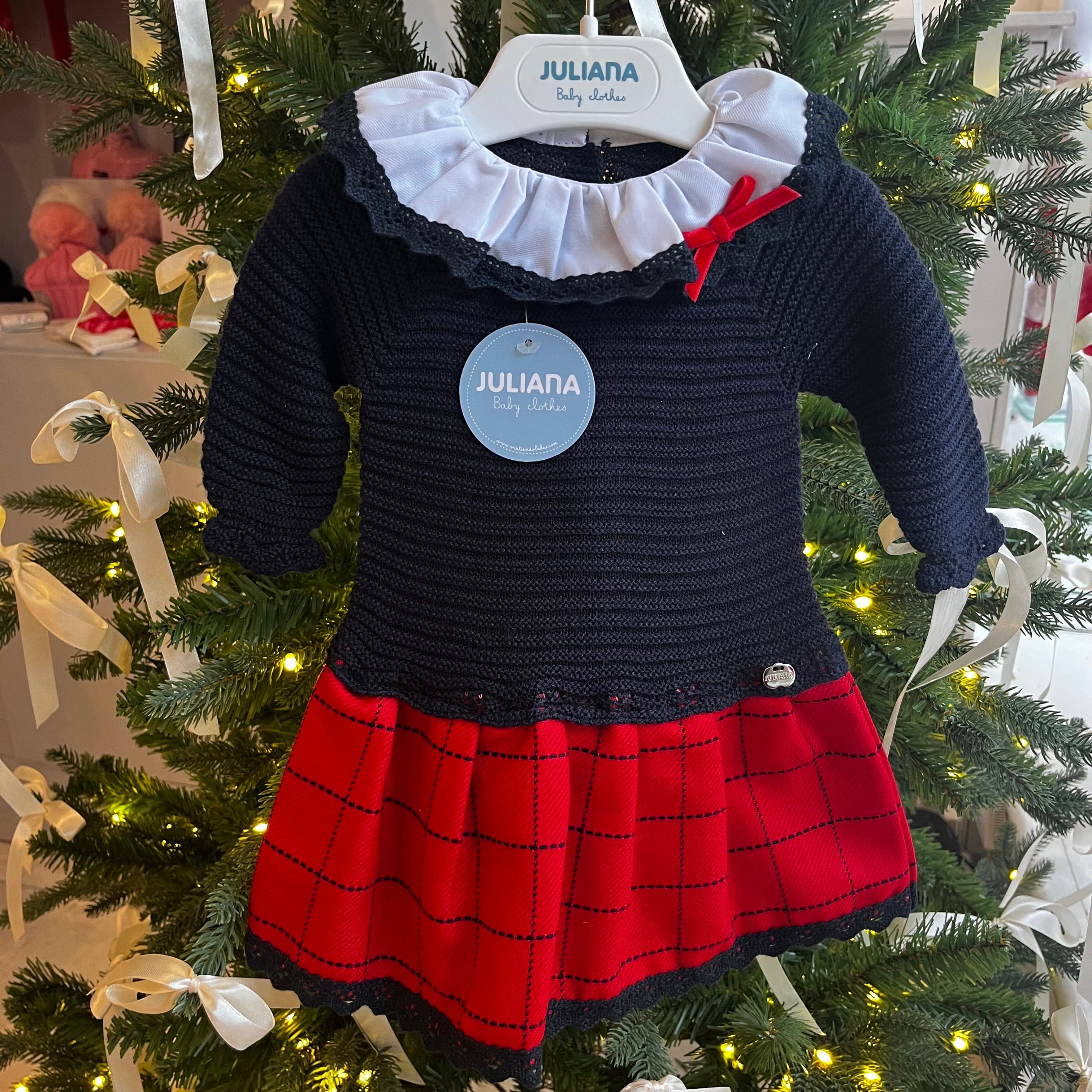 Juliana - Check Knit Dress - Navy