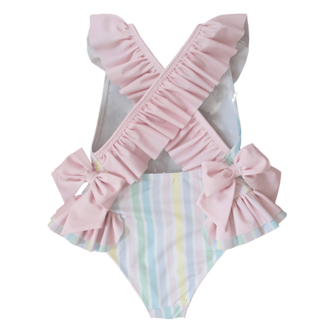 MEIA PATA -  Stripes Print Barbados Swimsuit - Pastel