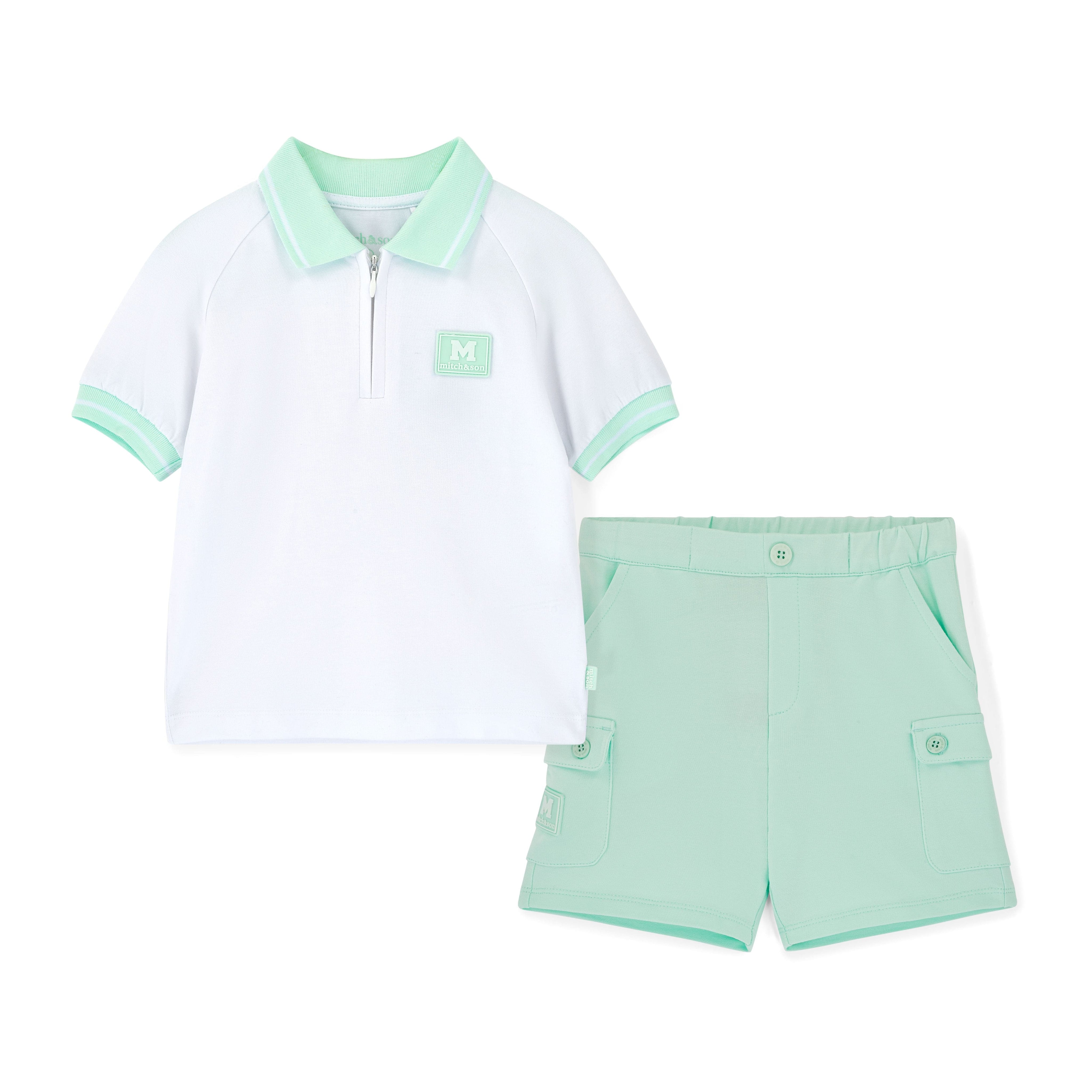 MITCH & SON - Oakland Blue Breeze Polo Short Set - Miami Mint