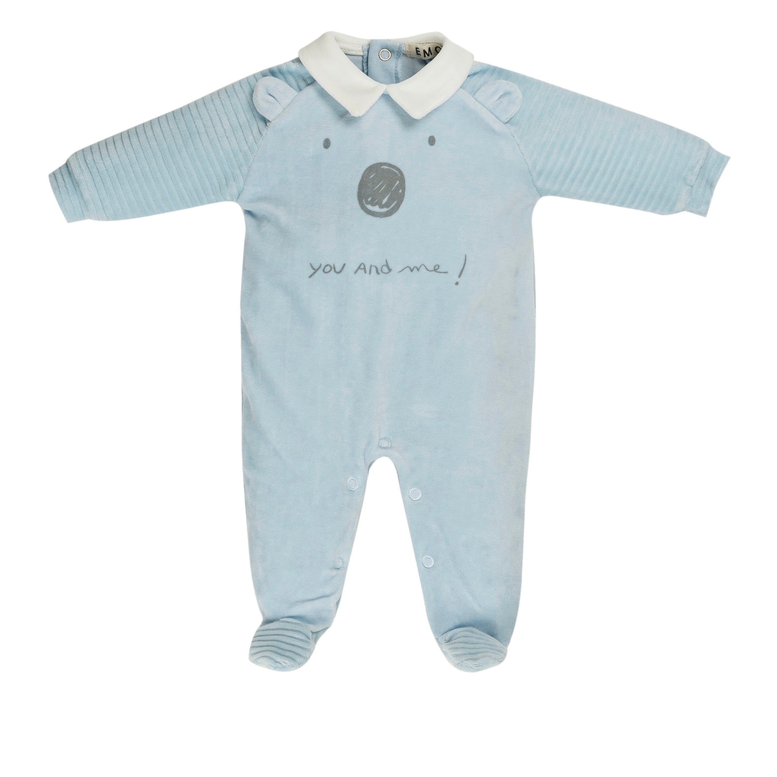 EVERYTHING MUST CHANGE - You & Me Bear Babygrow - Blue