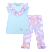 A DEE - Scarlett Pastel Parlour Ice Cream Print Legging Set - Blue