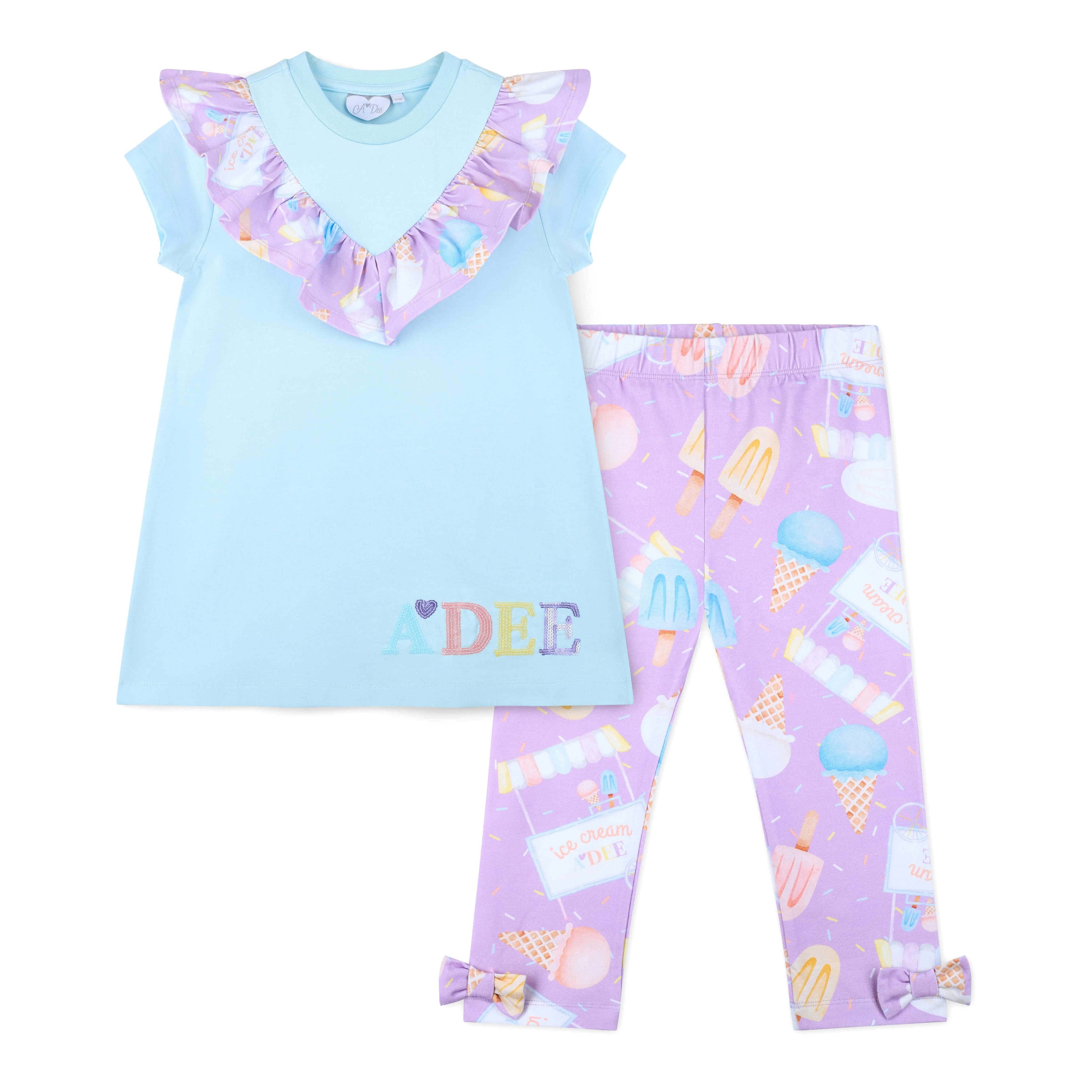 A DEE - Scarlett Pastel Parlour Ice Cream Print Legging Set - Blue