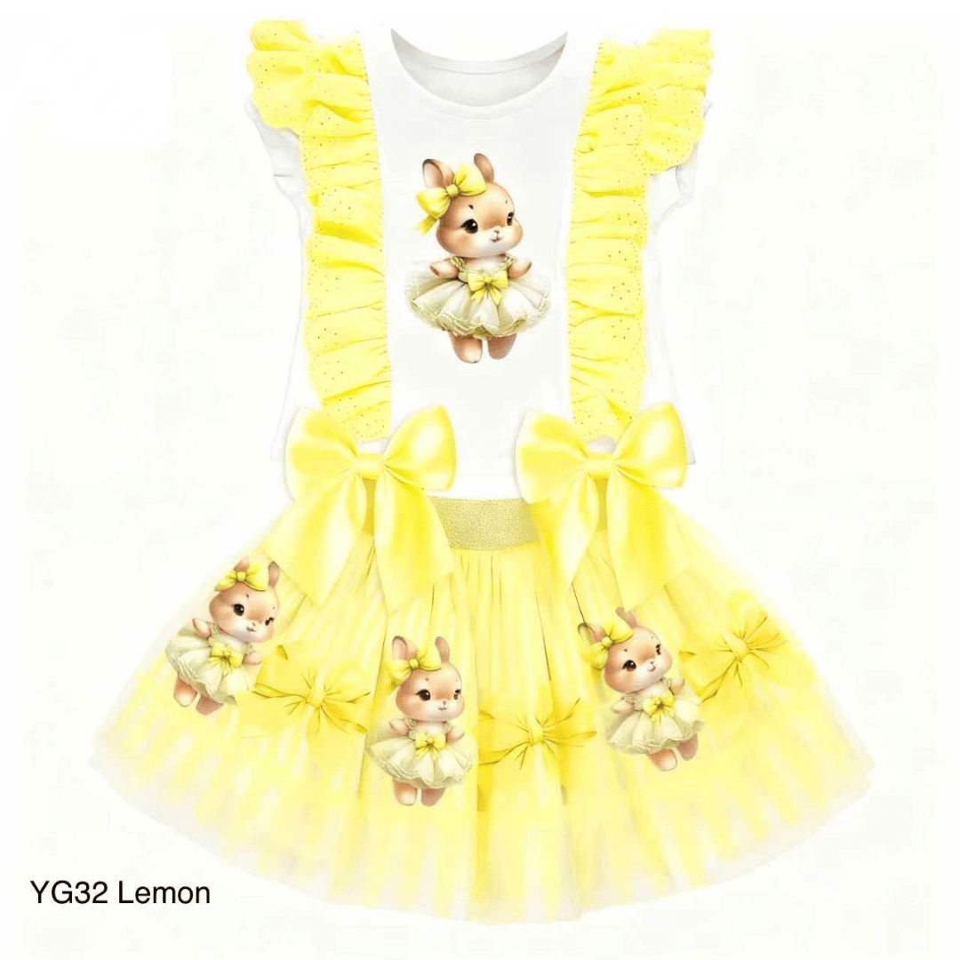 Giorgio Bambini - Bunny Skirt Set & Hairbow - Yellow
