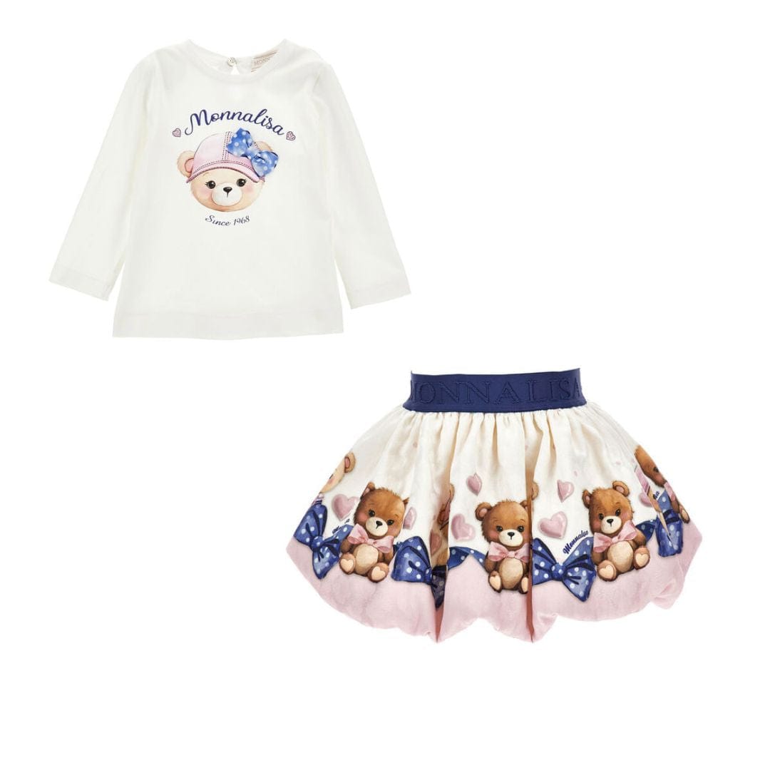 MONNALISA - Teddy Skirt Set - Cream