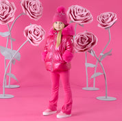A DEE - Winter Bloom Avery Short Fur Trim Jacket - Fuchsia
