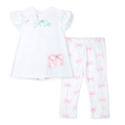 A DEE - Rita Bow-tique Chic Handbag Leggings Set With Back Insert  - White