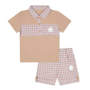 MITCH & SON - Tate Sandy Shores Gingham Polo Set - Sand