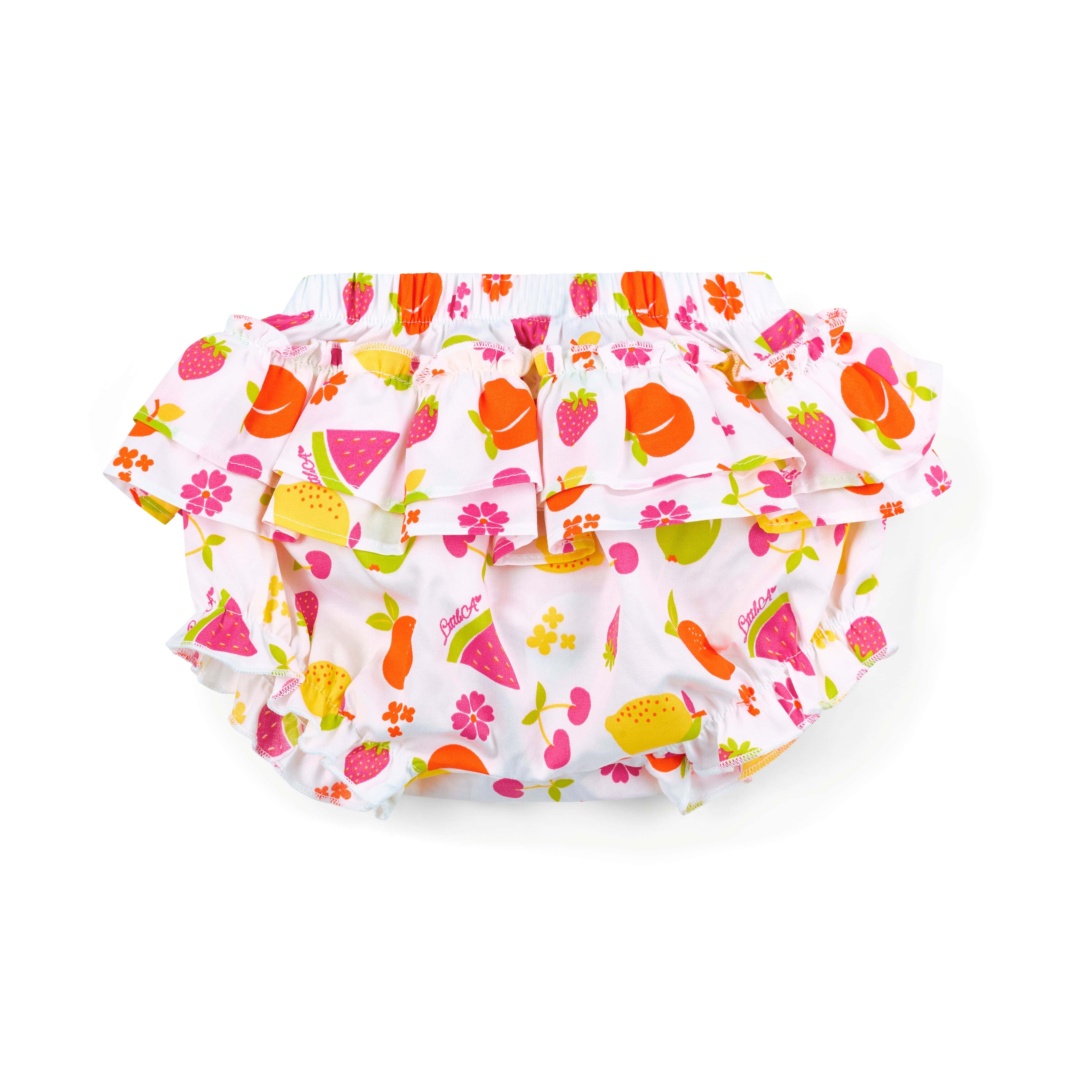 LITTLE A - Cutie Frutti Pippa Jam Pant Set - White