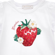 MONNALISA - Strawberry Jersey Dress - White