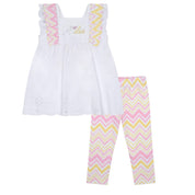 A DEE - Lexy Chic Chevron Broderie Anglaise Legging Set - White