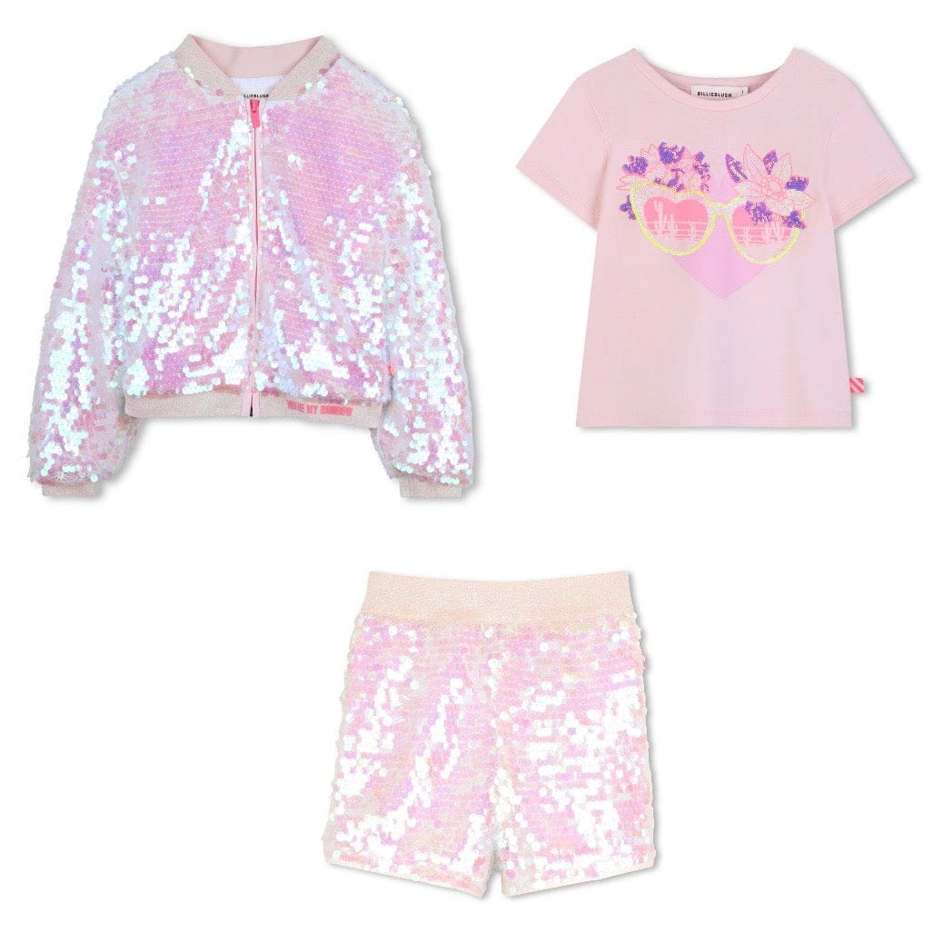 BILLIEBLUSH - Sequin Jacket With Top & Shorts - Pink