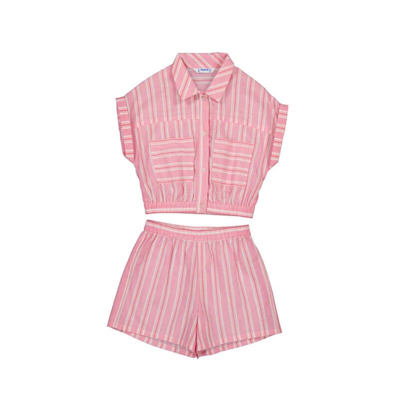 MAYORAL - Cotton Stripes Short Set - Candy