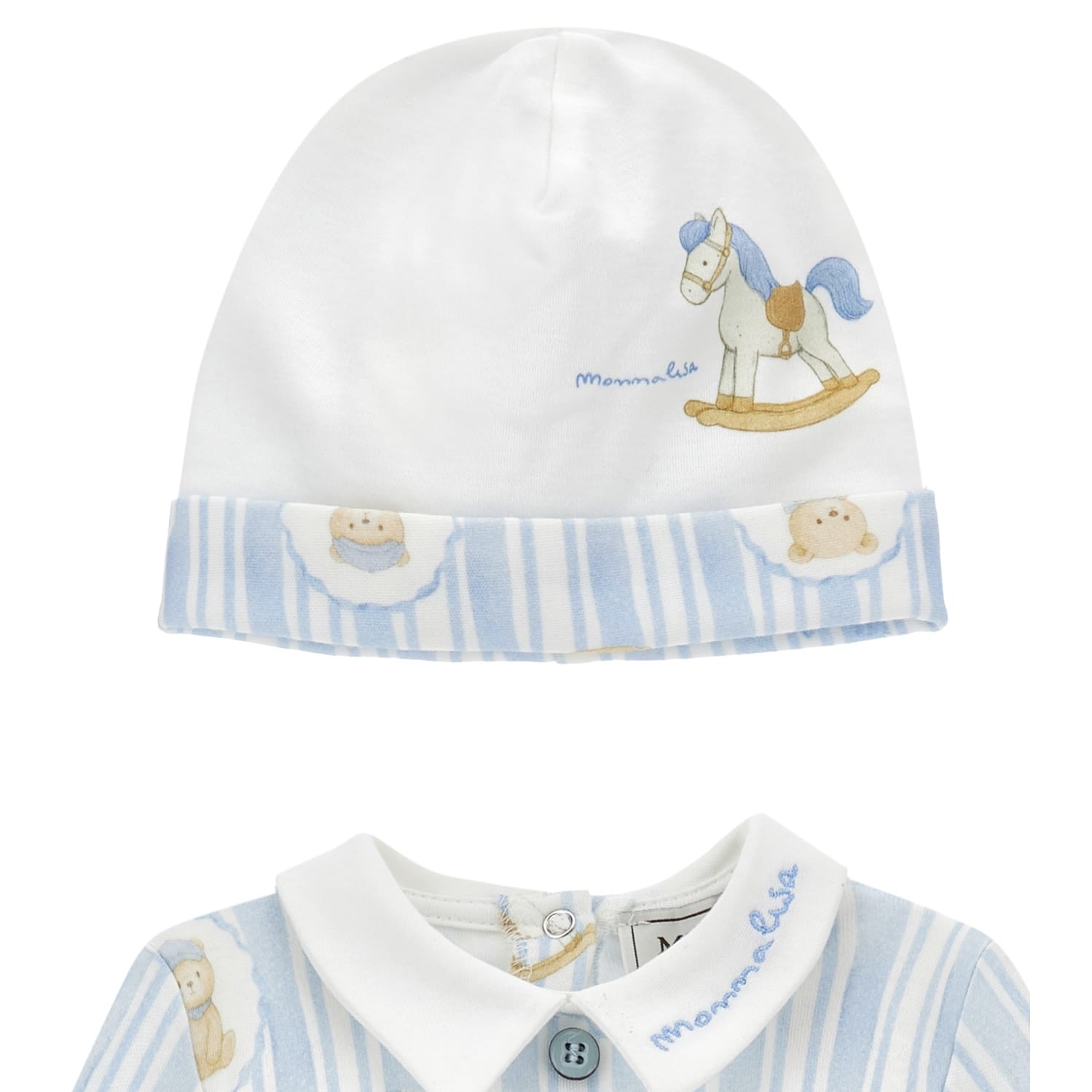 MONNALISA - Bear Babygrow Two Piece Set - Blue