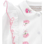 MONNALISA - Rose  Embroidered Babygrow - White