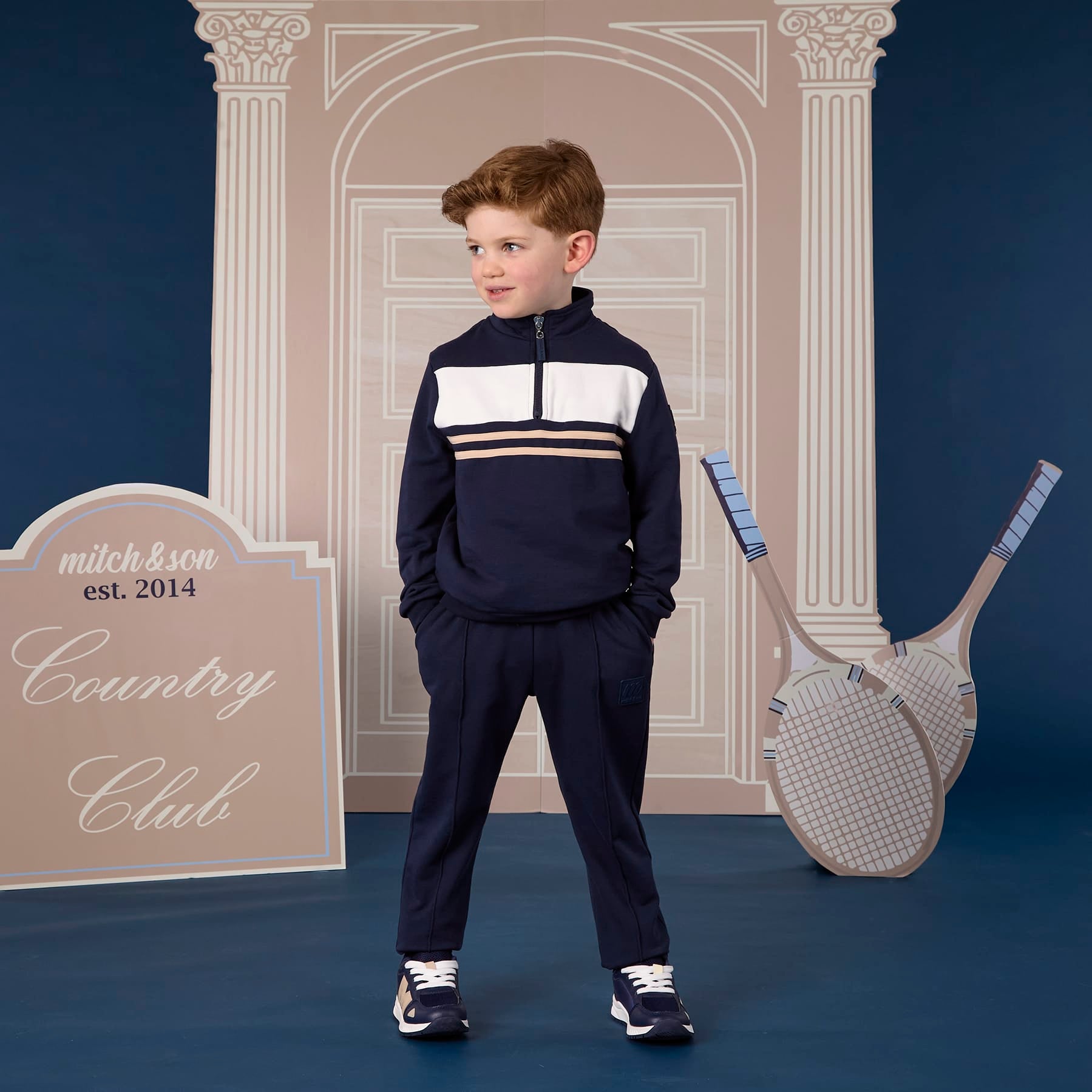 MITCH & SON - Classic Collection Samson - Quarter Zip Tracksuit - Navy