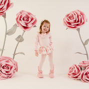 LITTLE A - Little Bloom Deena Rose Print Jam Pant Set - Pale Pink
