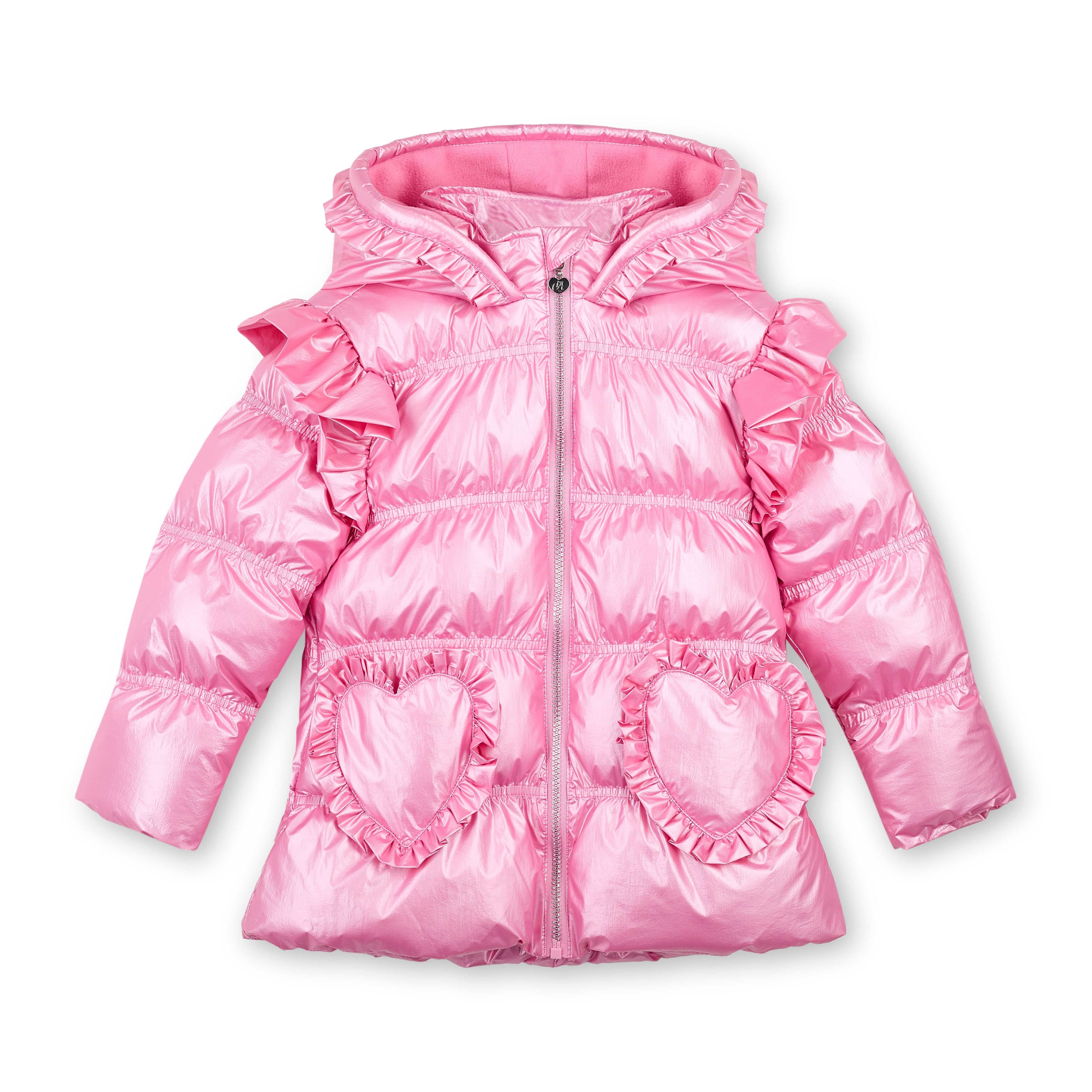 A DEE - Love Story Liliana Padded Jacket With Frill Heart Pockets - Peony Pink