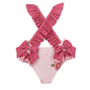 MEIA PATA -  Pomegranates Print Barbados Swimsuit - Raspberry