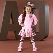 A DEE - Initial Icon Maisie Initial Print Bow Dress - Pink Fairy