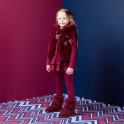 A DEE - Chevron Charm Anna Fur Gilet - Deep Cherry