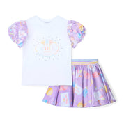 A DEE - Sally Pastel Parlour Ice Cream Print Frill Skirt Set  - White