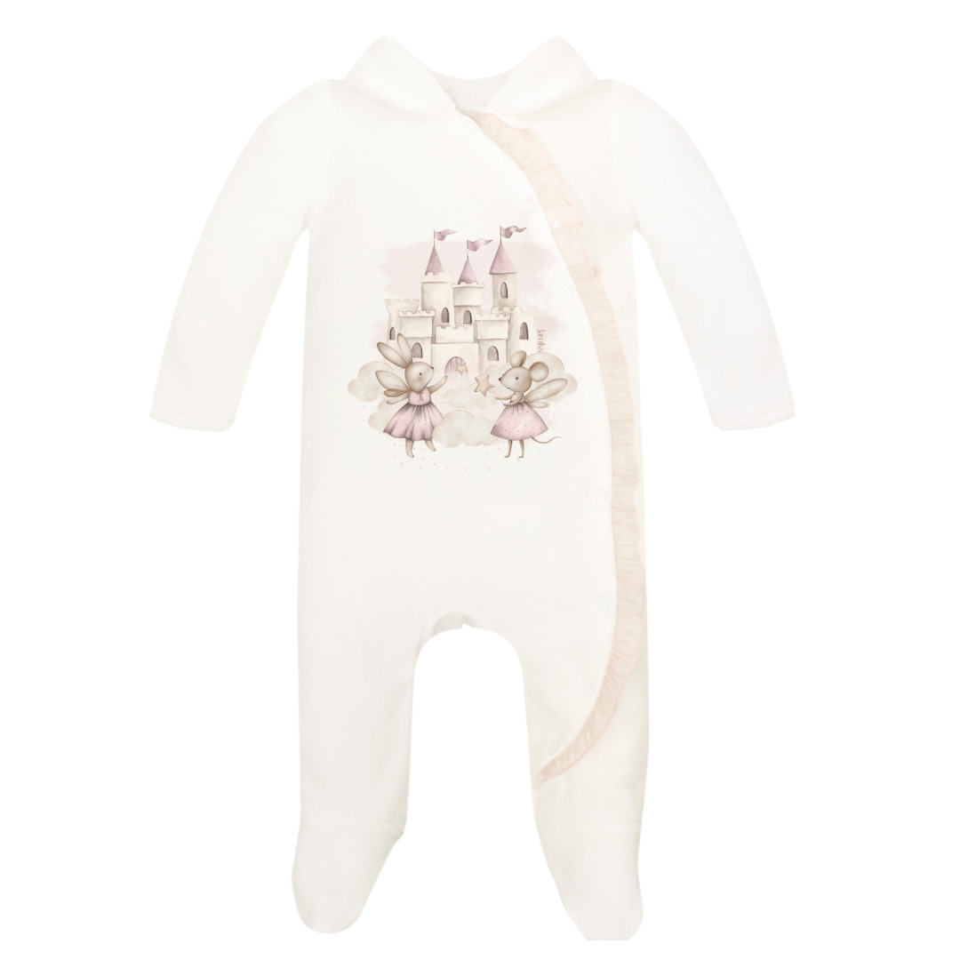 JAMIKS - Velour Jolene Mouse Babygrow - Pink
