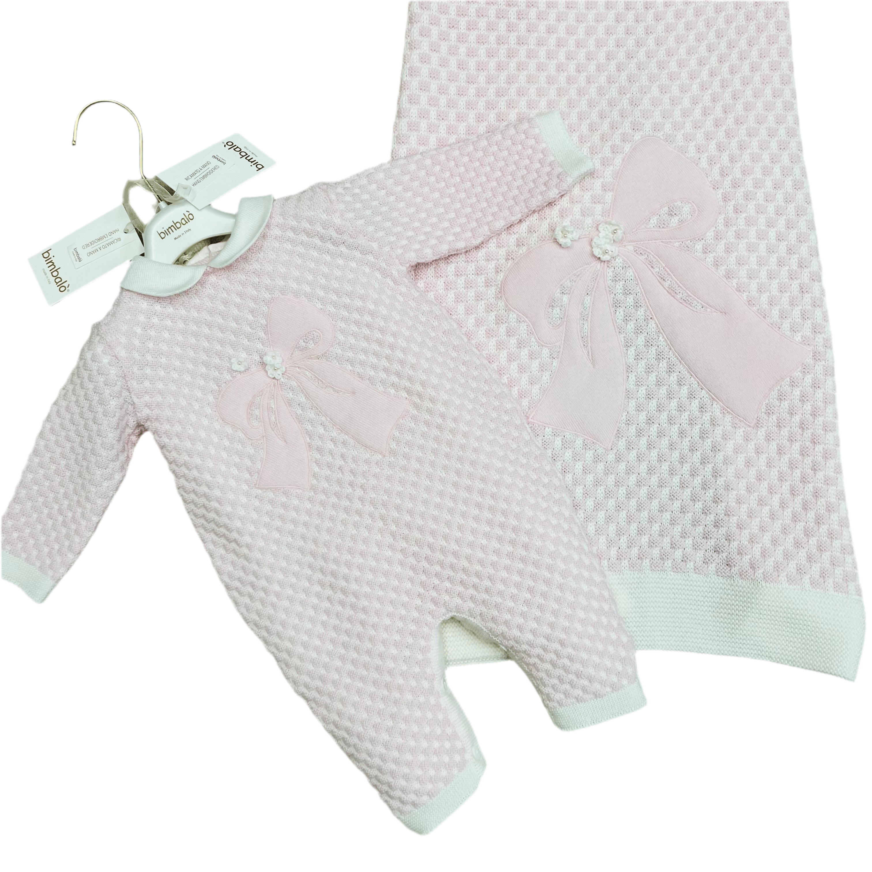 BIMBALO - Knitted  Blanket & Romper - Pink