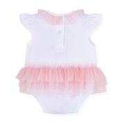 LITTLE A - Perfectly Pink Octavia Tulle Romper - White
