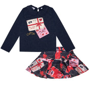 A DEE - From A Dee With Love Roxy Envelope Print Skirt Set - Dark Navy