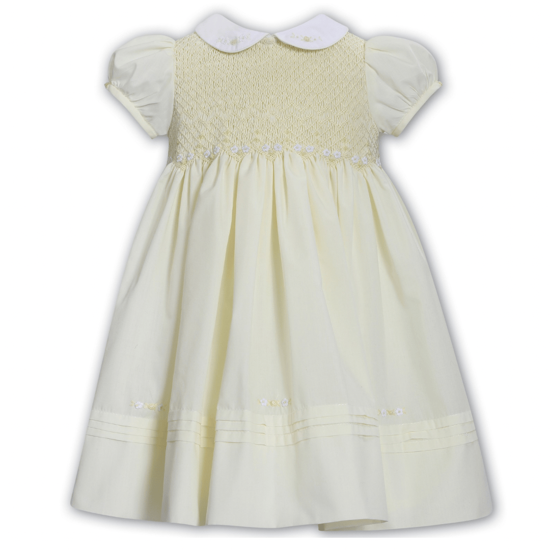 SARAH LOUISE - Short Sleeve Smocked Dress - Lemon