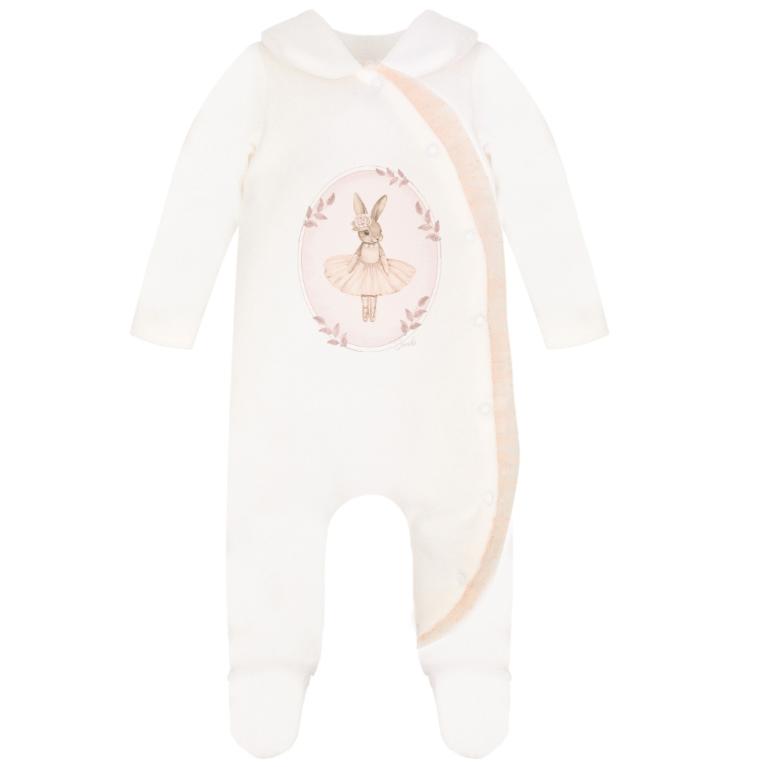 JAMIKS - Velour Eugenie Rabbit  Babygrow - Pink