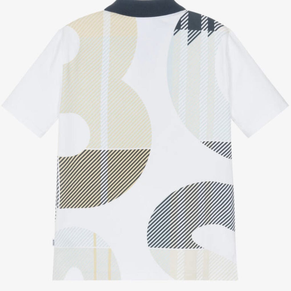 BOSS -  Pique Polo Shirt With Abstract Logo- White
