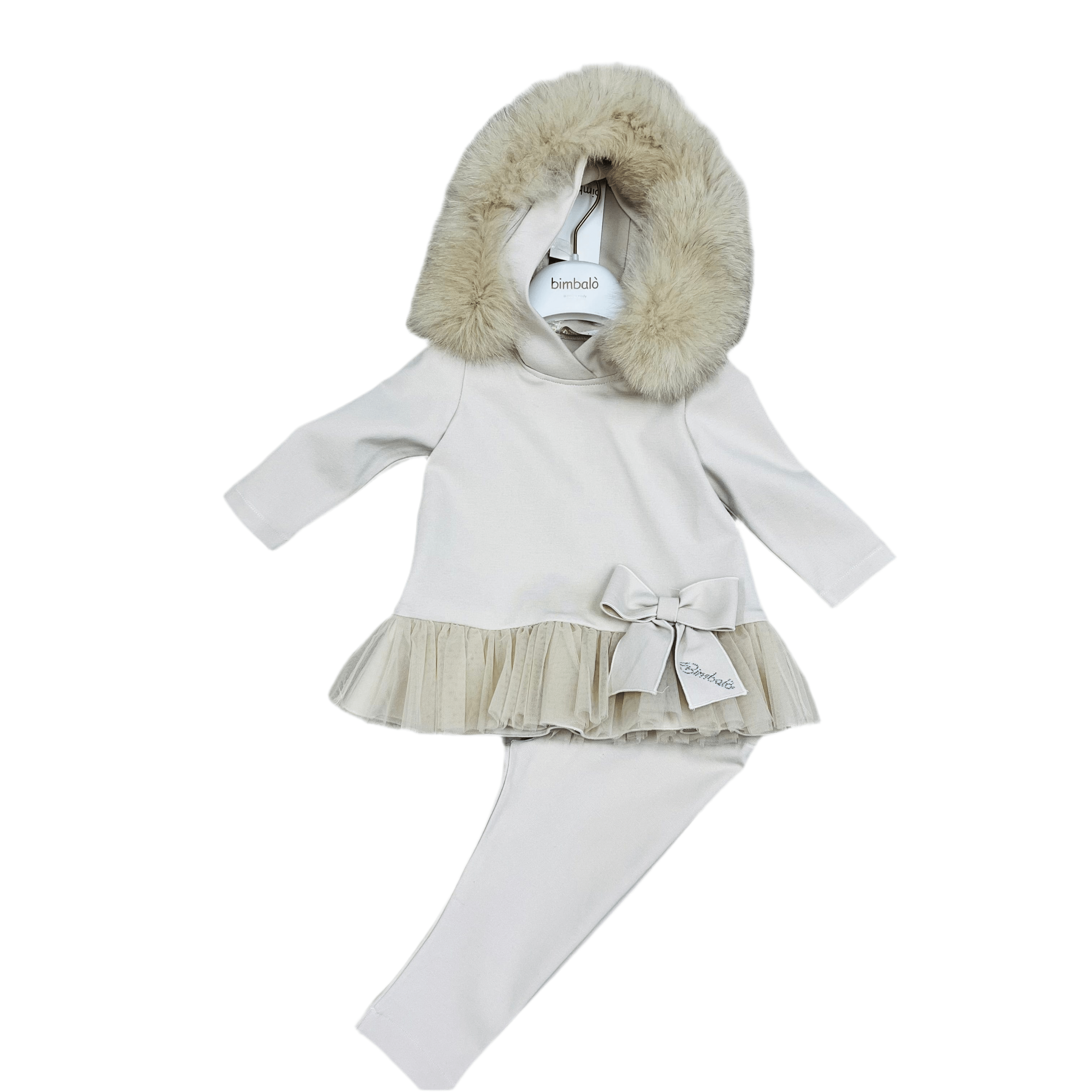 Bimbalo - Fur Hooded Leggings Set - Camel