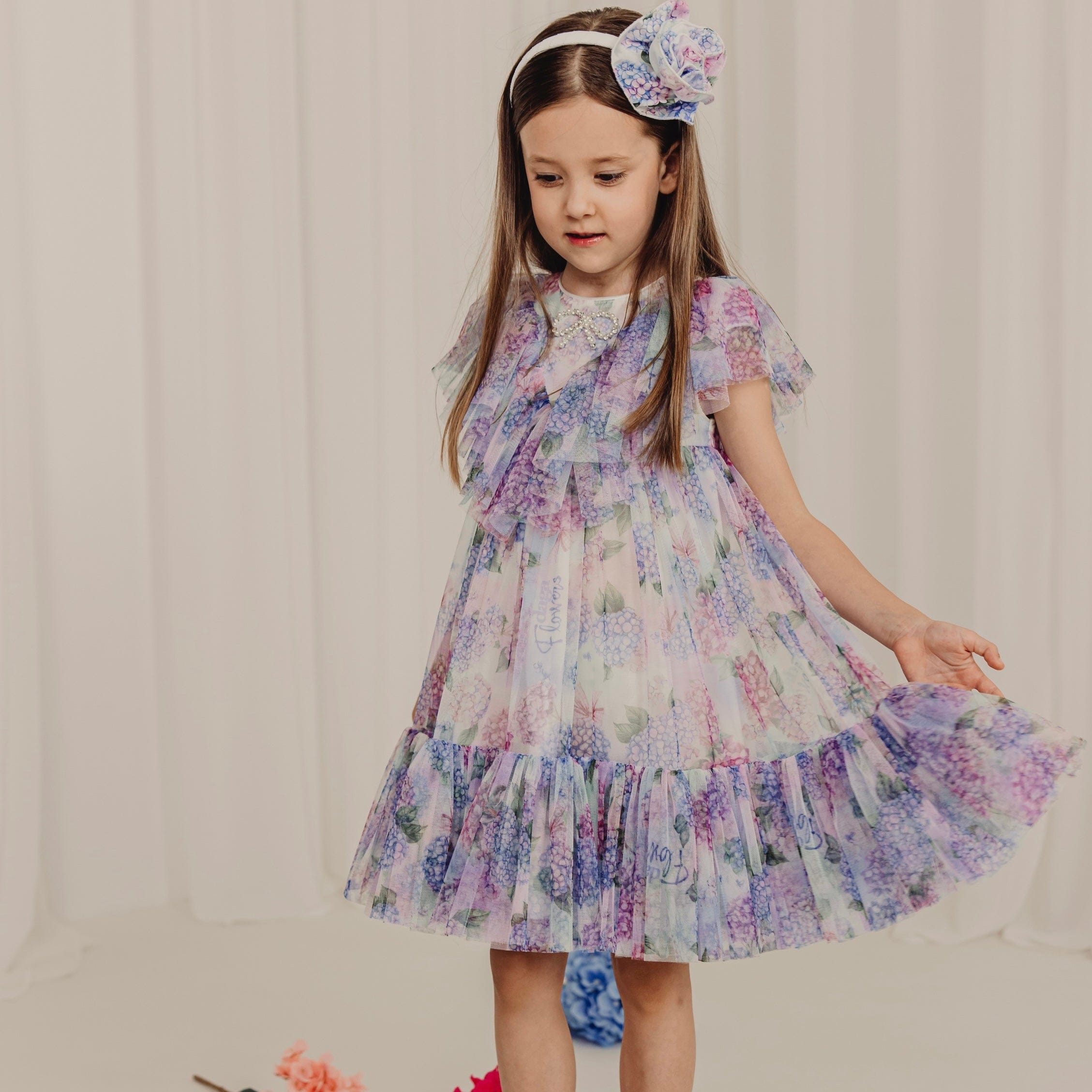 Daga - Pastel Bloom Formal Tulle Dress - Multi