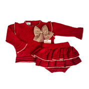 Rahigo - Two Piece Jam Pant Set With Camel Trim - Red
