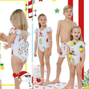 SAL & PIMENTA - Santa On Holiday Swim Shorts - White