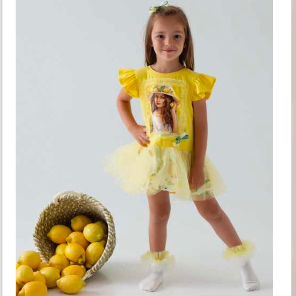 Daga - Sunny Lemons Tulle Jersey Dress - Yellow